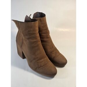 Lucky Brand Women's 7.5M. Ravynn Brown Leather Chunky Heel Ankle Booties Boots